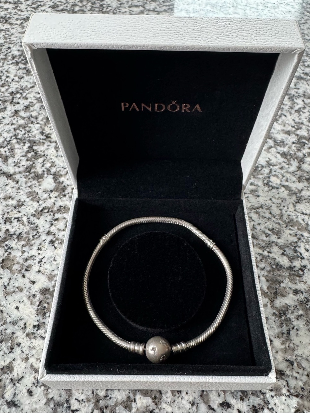Pandora Silver Bracelet with Signature Round Mickey Mouse Clasp